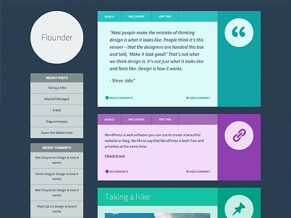 Flounder: A Free WordPress Theme with Colorful Post Formats