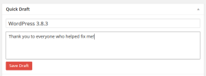 WordPress 3.8.3 Fixed The Quick Draft Dashboard Widget