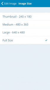 WordPress For iOS Image Size Selector