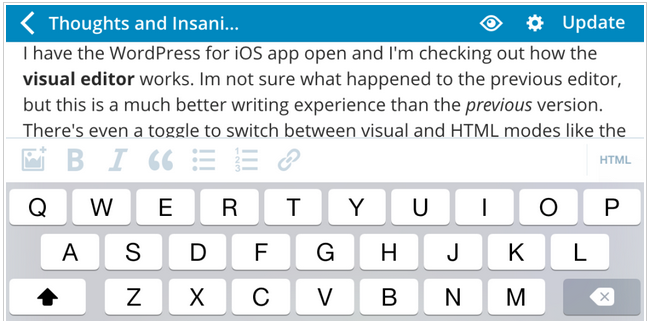 WordPress for iOS 4.8 Released, Adds Visual Editor