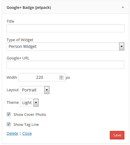 Google Plus Badge Settings