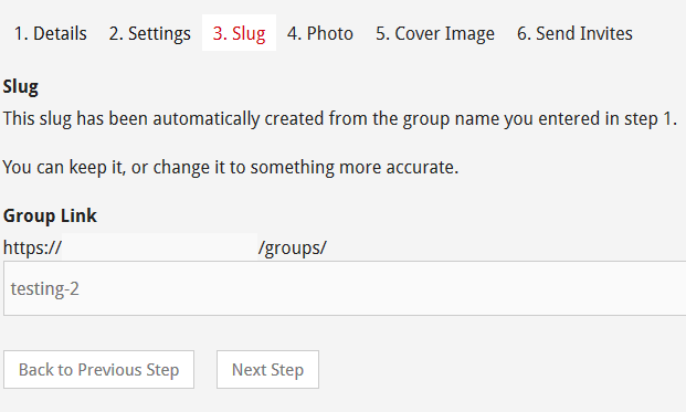 BuddyPress Group Creation Step Three