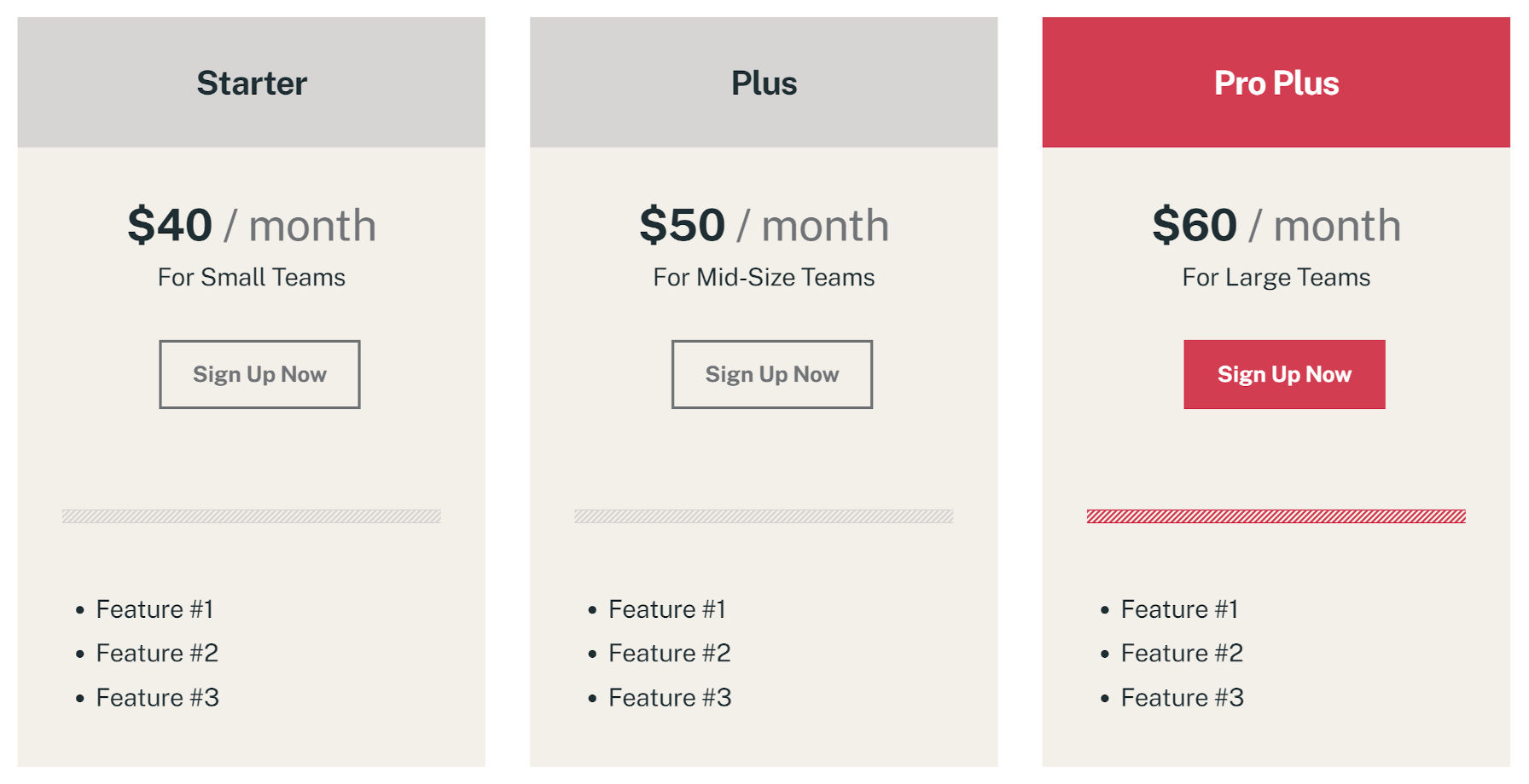 Alternate design of pricing columns with the Eksell theme. Added heading background.