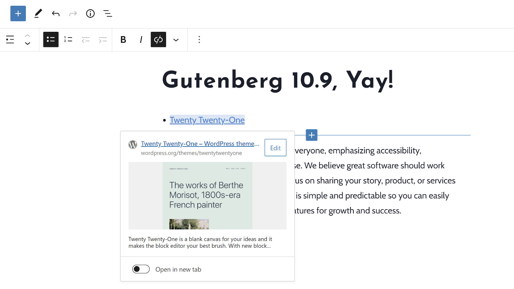 Gutenberg 10.9 Renames the Query Block, Adds Collapsible List View Items, and Rolls Out Rich URL Previews 1