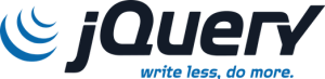 jQuery's logo and tagline: write less, do more
